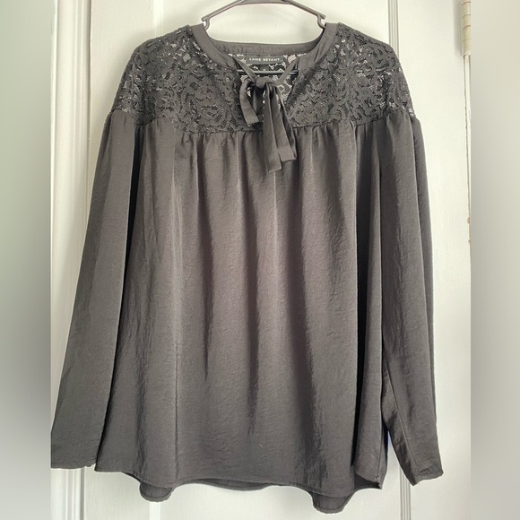 Lane Bryant Lace Pullover Long Sleeve with Front Tie Blouse Top, Size 14 - Picture 1 of 12